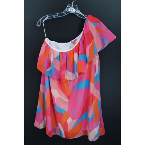 Flying Tomato colorful Ruffle One shoulder Dress size Large NWT - Picture 1 of 8